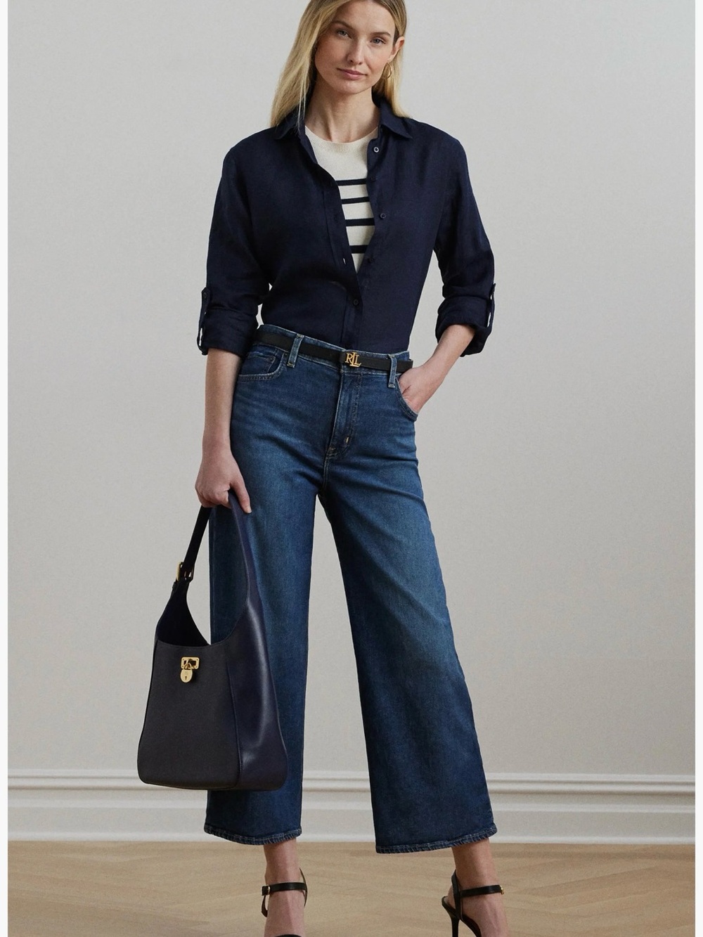 Lauren Ralph Lauren High Waist Crop Wide Leg Jeans